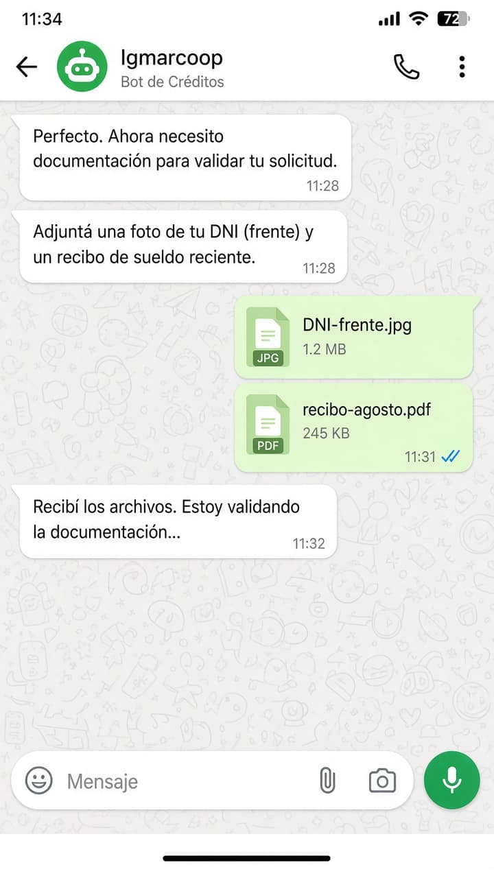 Igmarcoop — el bot pide DNI y recibo de sueldo